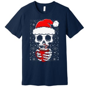 Christmas Skeleton Drinks Cocoa Santa Claus Skeleton Premium T-Shirt