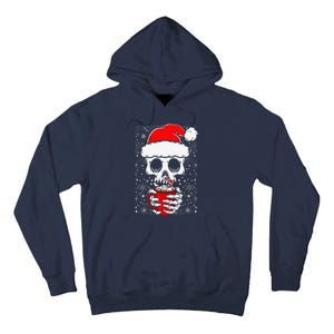 Christmas Skeleton Drinks Cocoa Santa Claus Skeleton Tall Hoodie