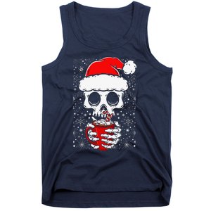 Christmas Skeleton Drinks Cocoa Santa Claus Skeleton Tank Top