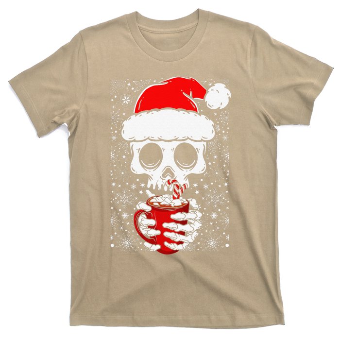 Christmas Skeleton Drinks Cocoa Santa Claus Skeleton T-Shirt