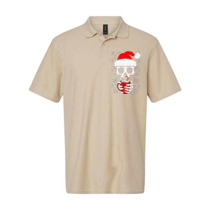 Christmas Skeleton Drinks Cocoa Santa Claus Skeleton Softstyle Adult Sport Polo