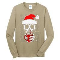 Christmas Skeleton Drinks Cocoa Santa Claus Skeleton Tall Long Sleeve T-Shirt