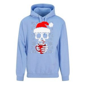 Christmas Skeleton Drinks Cocoa Santa Claus Skeleton Unisex Surf Hoodie