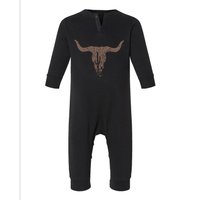 Cow Skull Desert Cactus Silhouette Southwest Boho Longhorn Buffalo Infant Fleece One Piece