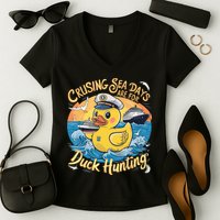 Cruising Sea Days Are For Duck Hunting Cool Cruise Trip Women's V-Neck T-Shirt