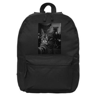 Cat Selfie Declaration Of Independence Funny 4th Of July 16 in Basic Backpack
