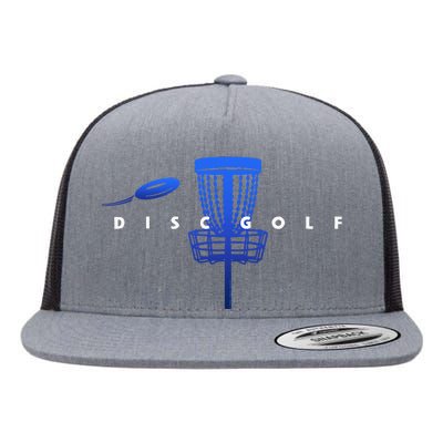 Cool Stylized Disc Golf With Basket And Disc Disk Golf Flat Bill Trucker Hat