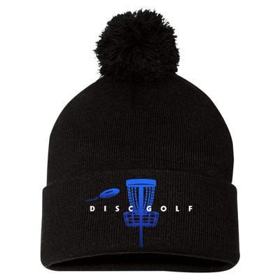 Cool Stylized Disc Golf With Basket And Disc Disk Golf Pom Pom 12in Knit Beanie