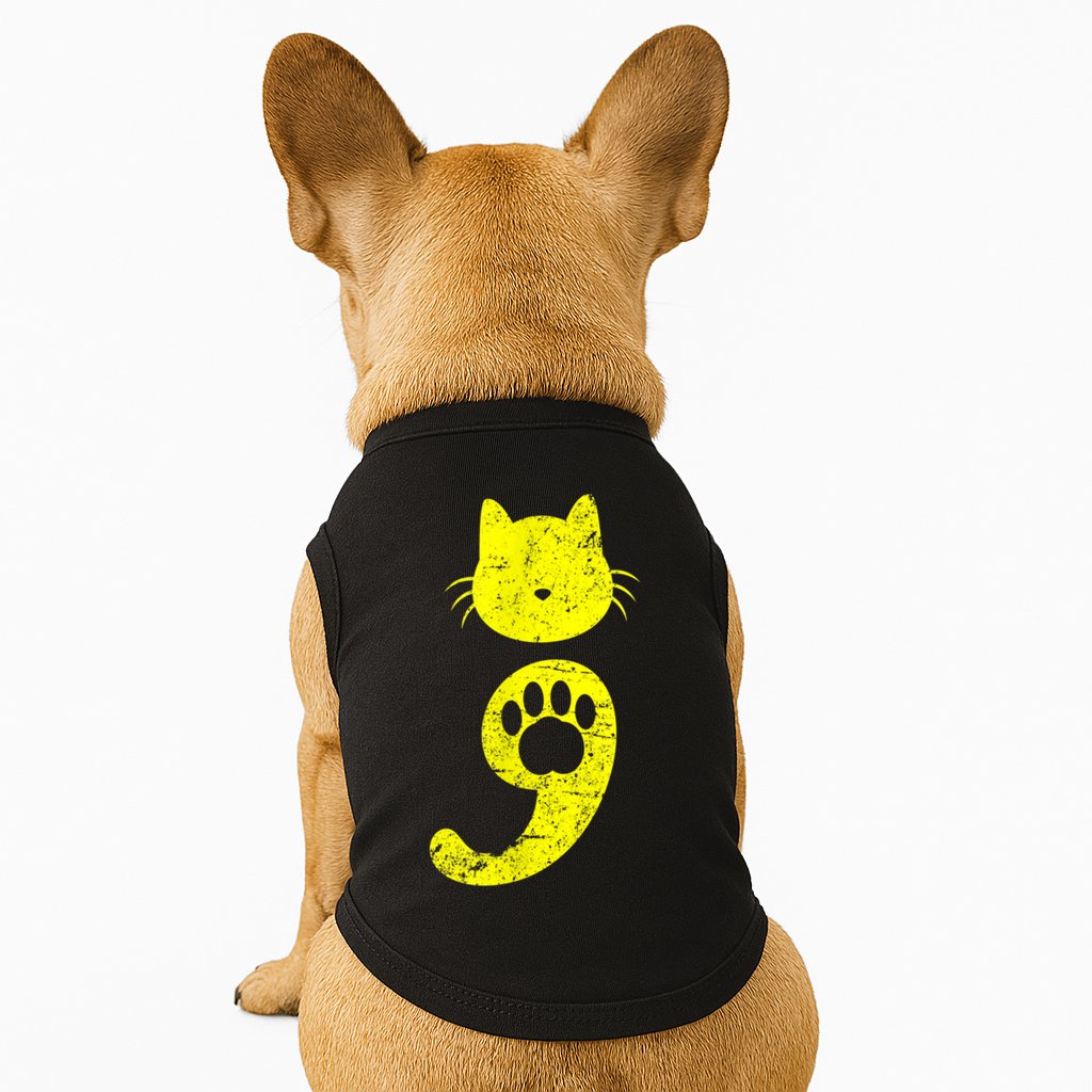 Cat Semicolon Depression Awareness Cat Lover Gift Doggie Tank