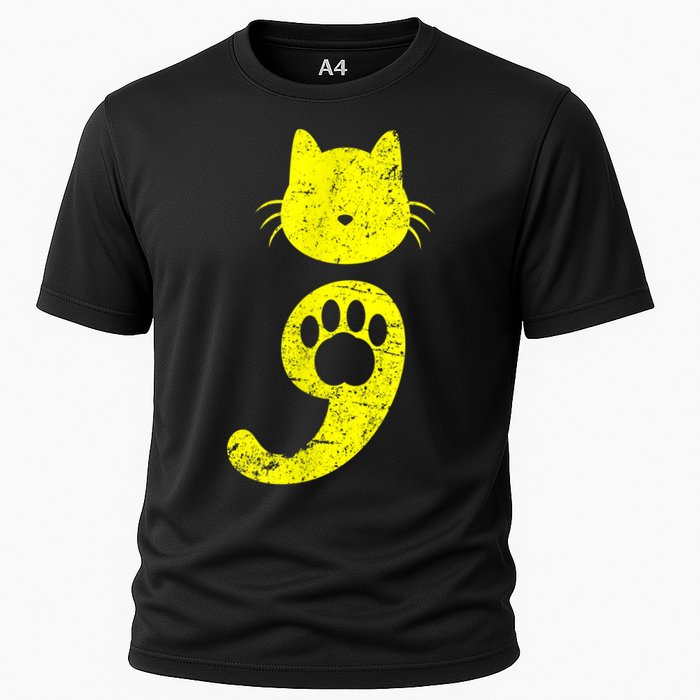 Cat Semicolon Depression Awareness Cat Lover Gift Cooling Performance Crew T-Shirt