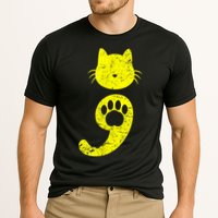 Cat Semicolon Depression Awareness Cat Lover Gift Cooling Performance Crew T-Shirt