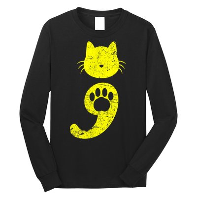 Cat Semicolon Depression Awareness Cat Lover Gift Long Sleeve Shirt