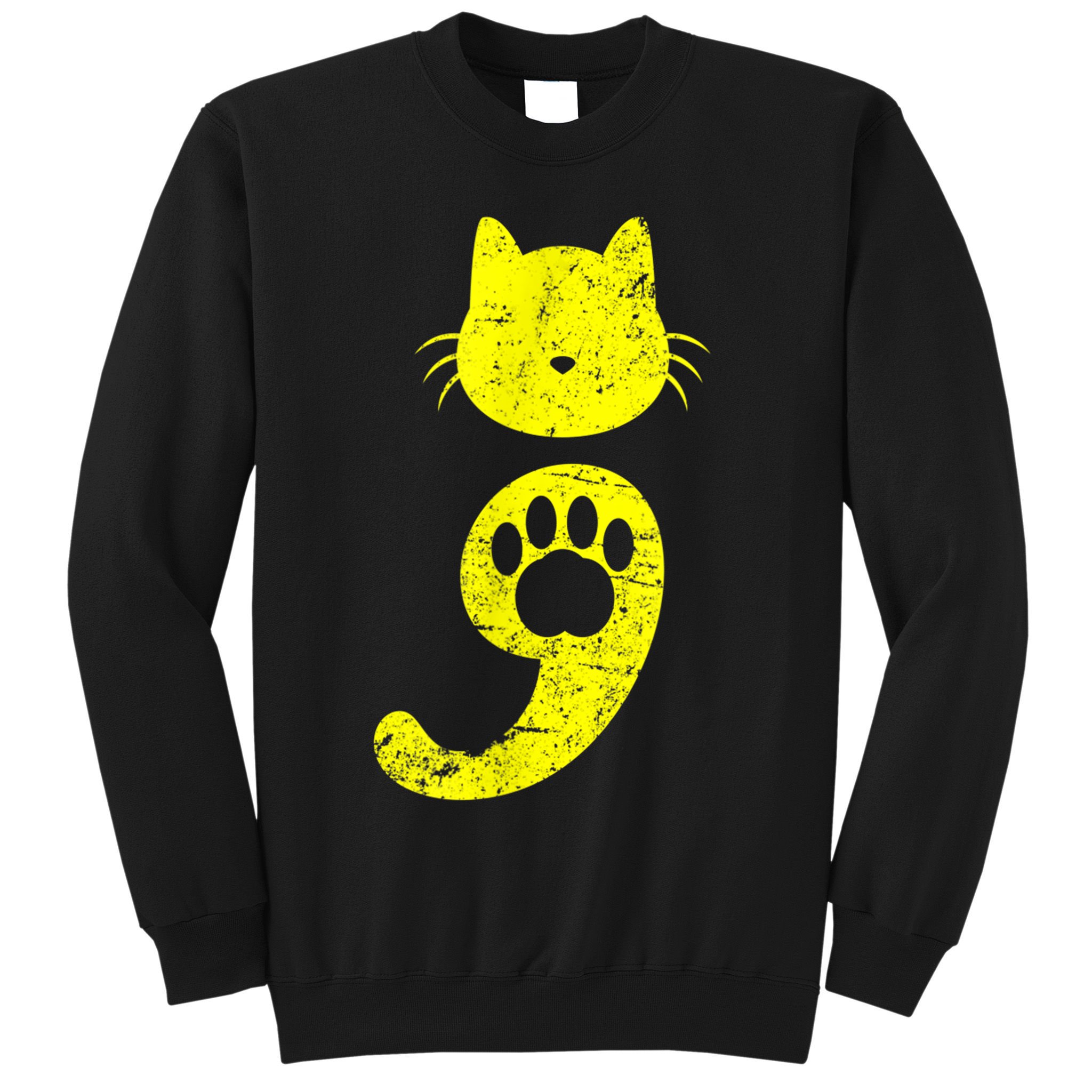 Cat Semicolon Depression Awareness Cat Lover Gift Sweatshirt