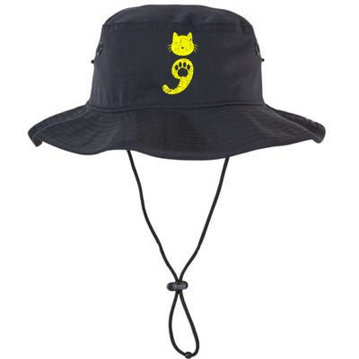 Cat Semicolon Depression Awareness Cat Lover Gift Bucket Hat