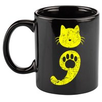 Cat Semicolon Depression Awareness Cat Lover Gift 11oz C Handle Ceramic Mug