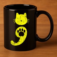 Cat Semicolon Depression Awareness Cat Lover Gift 11oz C Handle Ceramic Mug