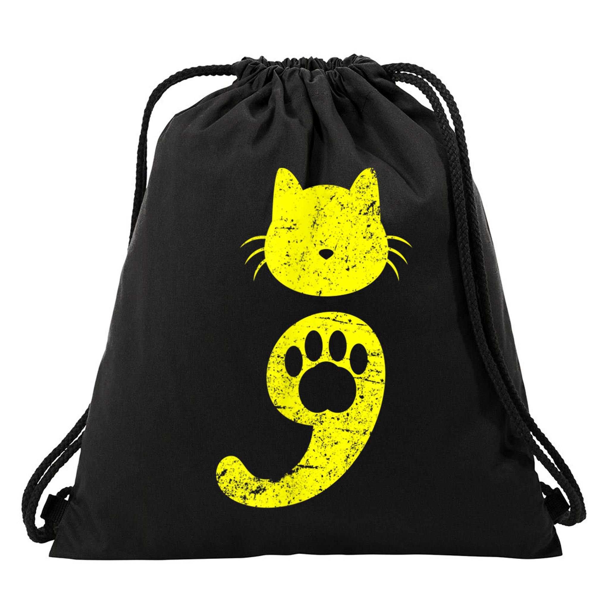 Cat Semicolon Depression Awareness Cat Lover Gift Drawstring Bag