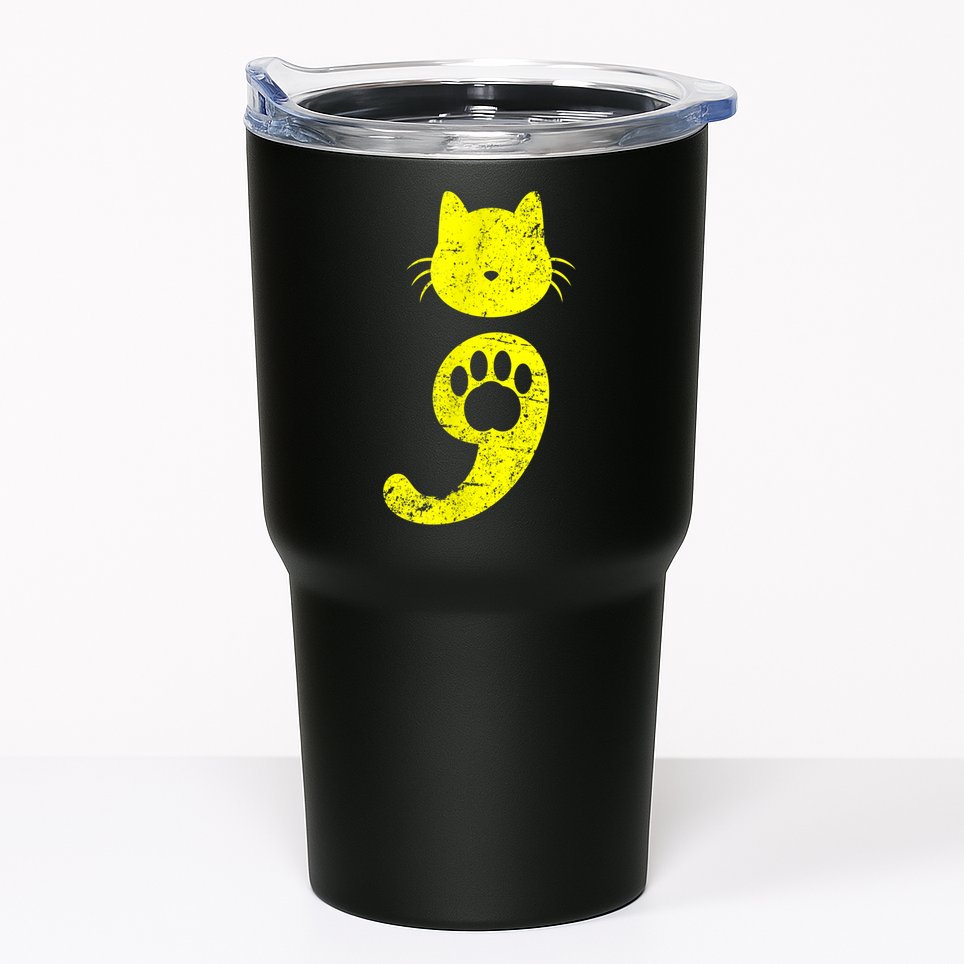 Cat Semicolon Depression Awareness Cat Lover Gift Tumbler