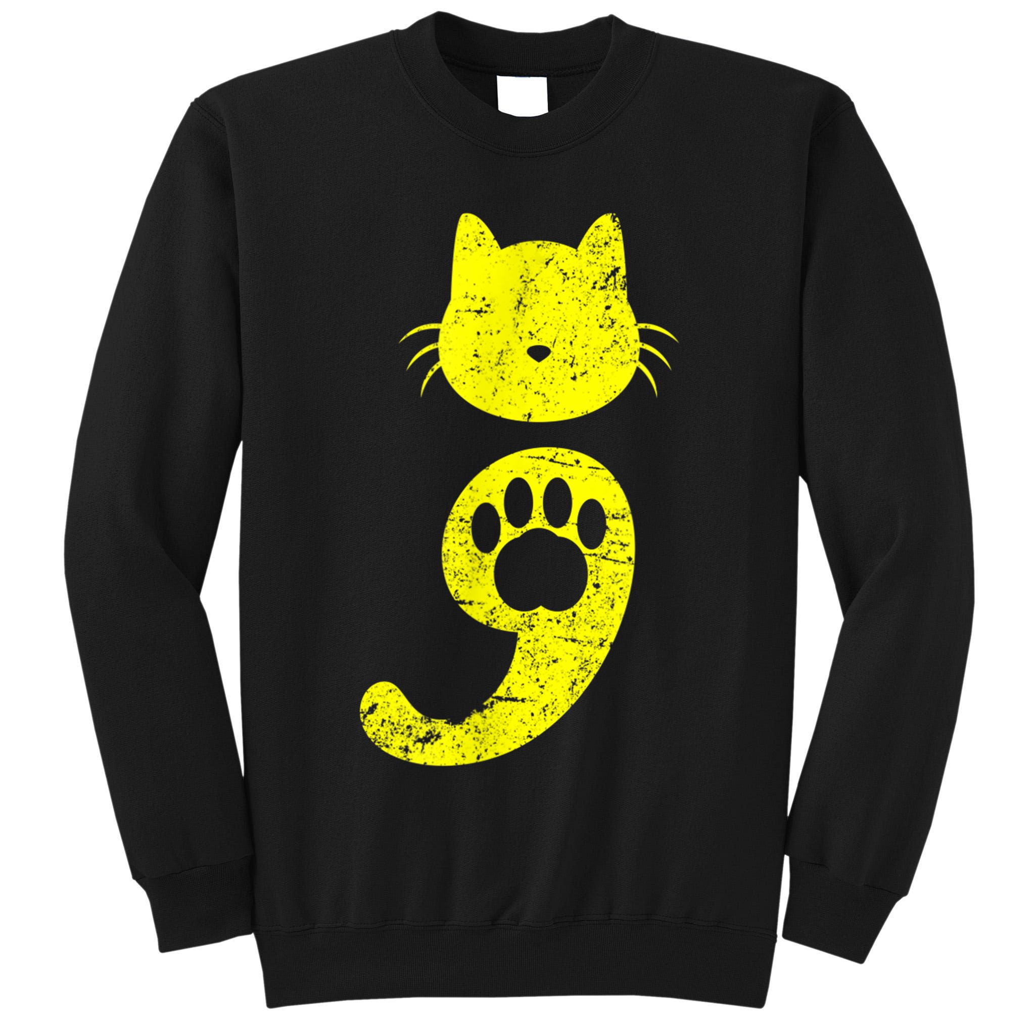 Cat Semicolon Depression Awareness Cat Lover Gift Tall Sweatshirt