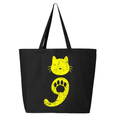 Cat Semicolon Depression Awareness Cat Lover Gift 25L Jumbo Tote