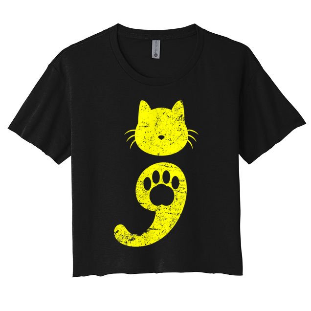 Cat Semicolon Depression Awareness Cat Lover Gift Crop Top