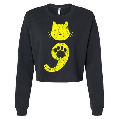 Cat Semicolon Depression Awareness Cat Lover Gift Cropped Pullover Crew