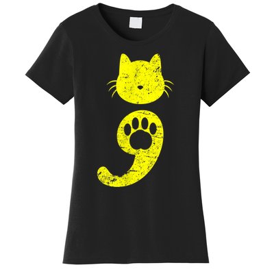 Cat Semicolon Depression Awareness Cat Lover Gift Women's T-Shirt