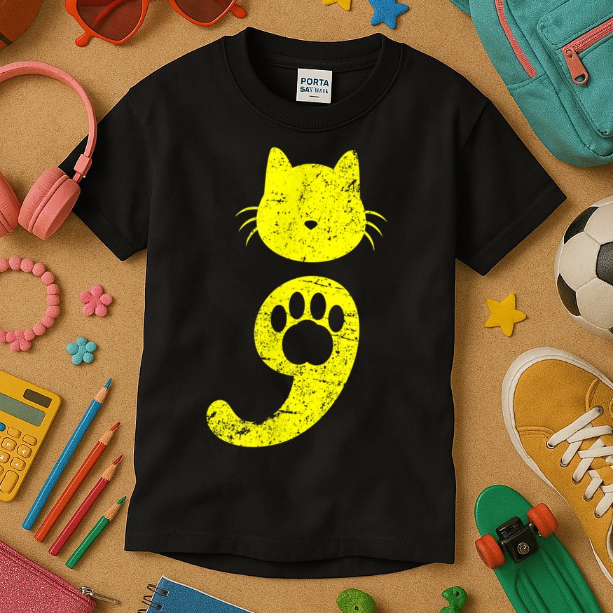 Cat Semicolon Depression Awareness Cat Lover Gift Kids T-Shirt