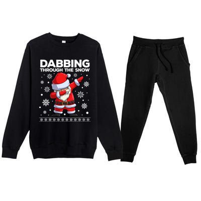 Christmas Santa Dabbing Through The Snow Xmas Dab Gift Premium Crewneck Sweatsuit Set