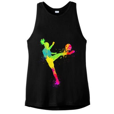 Cool Soccer Design For  Girls Soccer Player Sport Lover Ladies PosiCharge Tri-Blend Wicking Tank