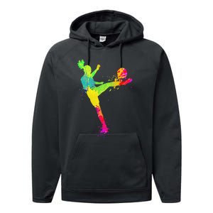 Cool Soccer Design For  Girls Soccer Player Sport Lover Performance Fleece Hoodie