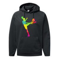 Cool Soccer Design For  Girls Soccer Player Sport Lover Performance Fleece Hoodie