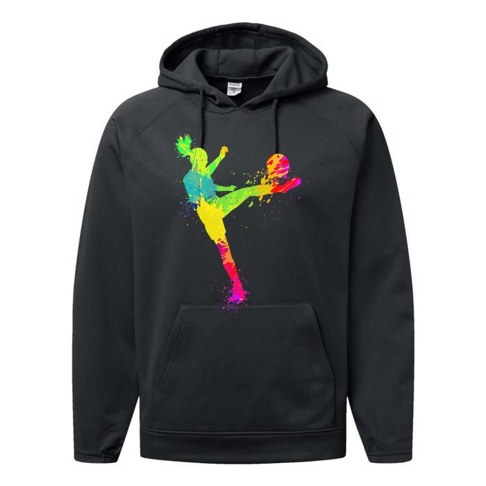 Cool Soccer Design For  Girls Soccer Player Sport Lover Performance Fleece Hoodie