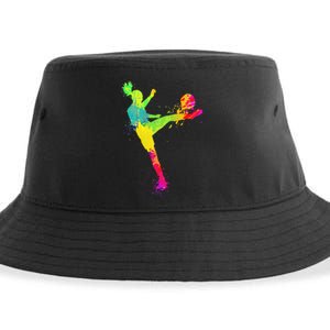 Cool Soccer Design For  Girls Soccer Player Sport Lover Sustainable Bucket Hat