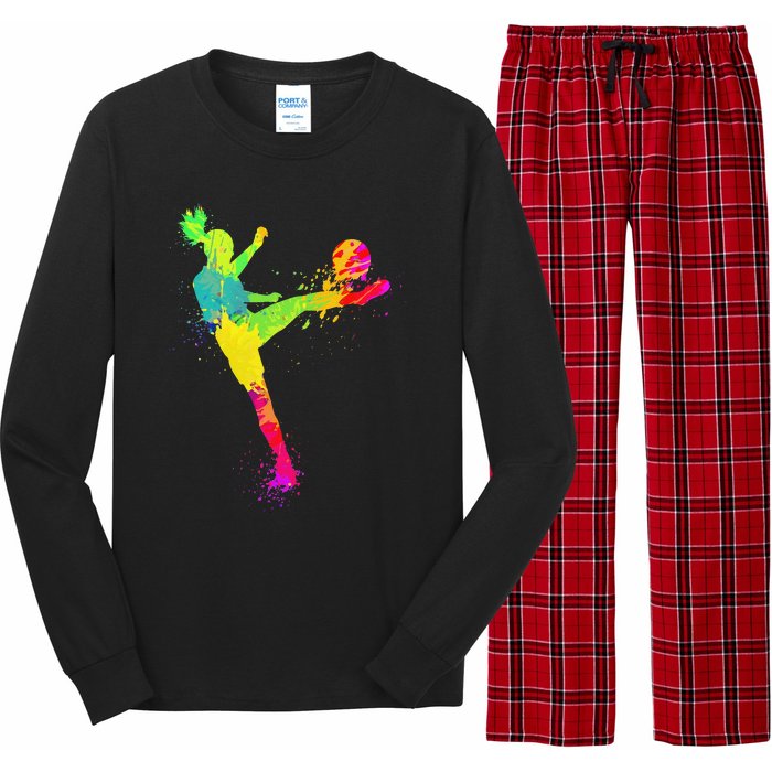 Cool Soccer Design For  Girls Soccer Player Sport Lover Long Sleeve Pajama Set