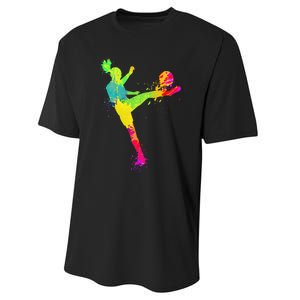 Cool Soccer Design For  Girls Soccer Player Sport Lover Performance Sprint T-Shirt