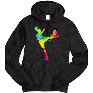 Cool Soccer Design For  Girls Soccer Player Sport Lover Tie Dye Hoodie