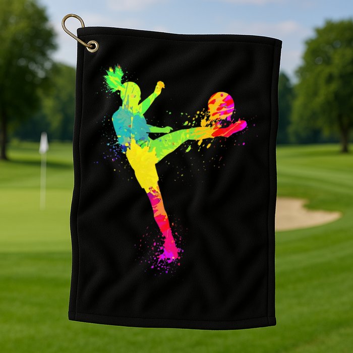 Cool Soccer Design For  Girls Soccer Player Sport Lover Golf Towel