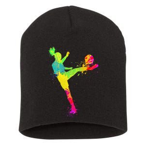 Cool Soccer Design For  Girls Soccer Player Sport Lover Short Acrylic Beanie