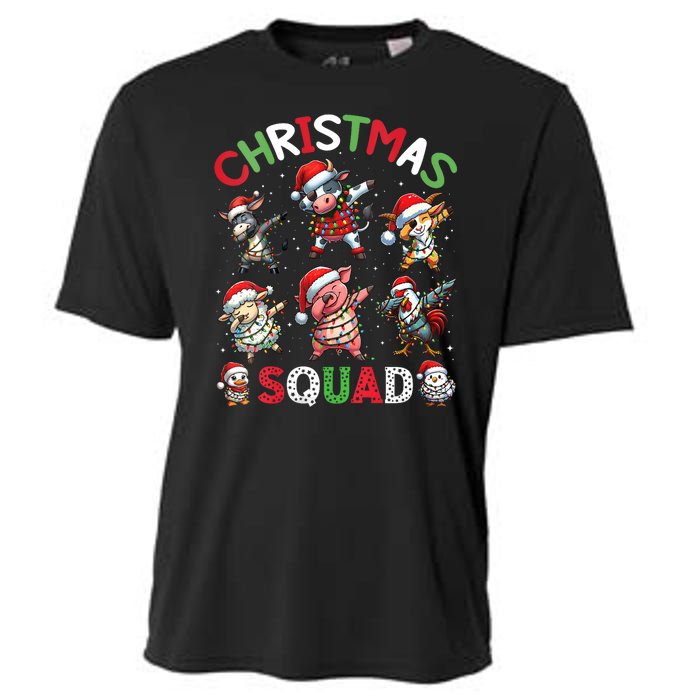 Christmas Squad Dabbing Farm Animals Family Matching Xmas Cooling Performance Crew T-Shirt