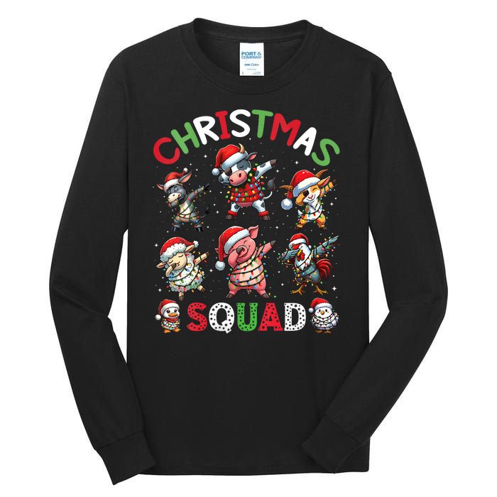 Christmas Squad Dabbing Farm Animals Family Matching Xmas Tall Long Sleeve T-Shirt