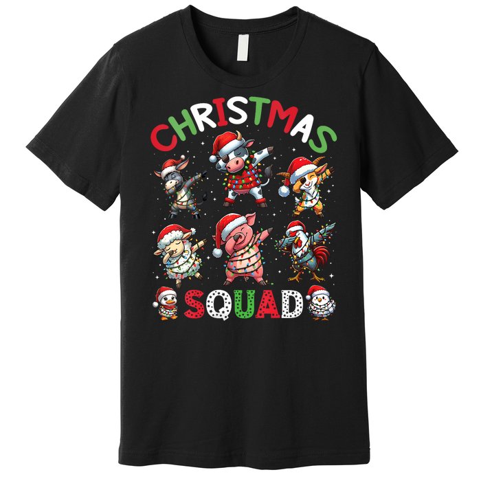 Christmas Squad Dabbing Farm Animals Family Matching Xmas Premium T-Shirt