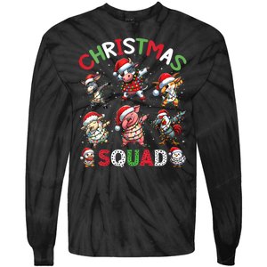 Christmas Squad Dabbing Farm Animals Family Matching Xmas Tie-Dye Long Sleeve Shirt