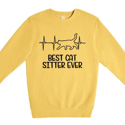 Cat Sitter Design Heartbeat Ecg Gift Premium Crewneck Sweatshirt