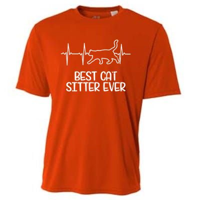 Cat Sitter Design Heartbeat Ecg Gift Cooling Performance Crew T-Shirt