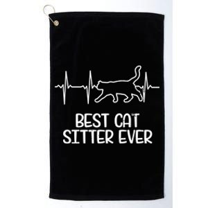 Cat Sitter Design Heartbeat Ecg Gift Platinum Collection Golf Towel