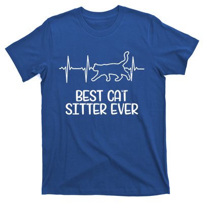 Cat Sitter Design Heartbeat Ecg Gift T-Shirt