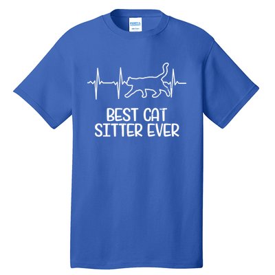 Cat Sitter Design Heartbeat Ecg Gift Tall T-Shirt