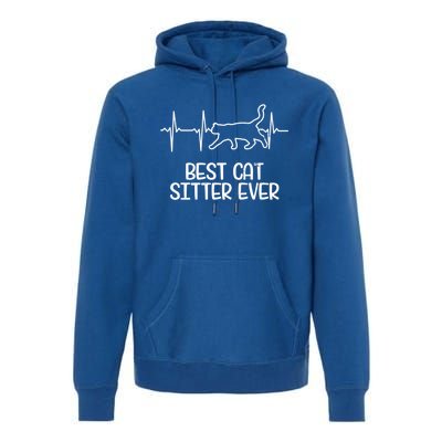 Cat Sitter Design Heartbeat Ecg Gift Premium Hoodie