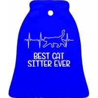 Cat Sitter Design Heartbeat Ecg Gift Ceramic Bell Ornament